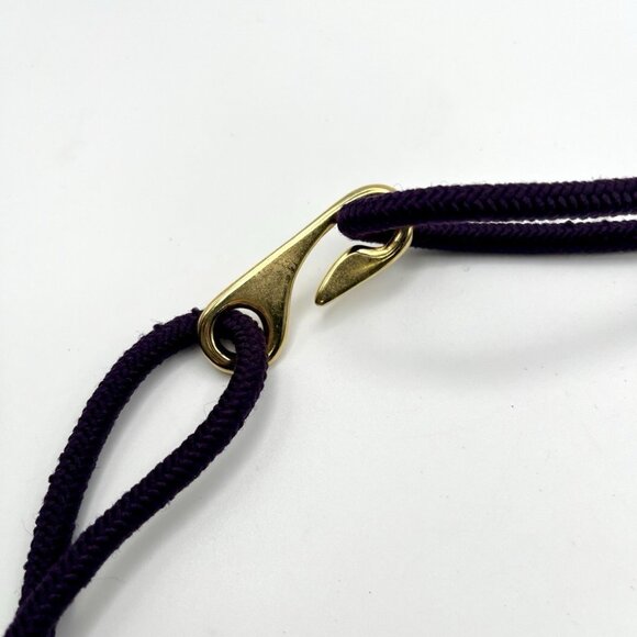 Vintage 80s Braided Rope Waist Belt Woven Purple Gold Metallic Cord Retro Boho - Picture 8 of 8